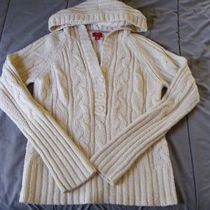 Off white long sleeve hooded sweater